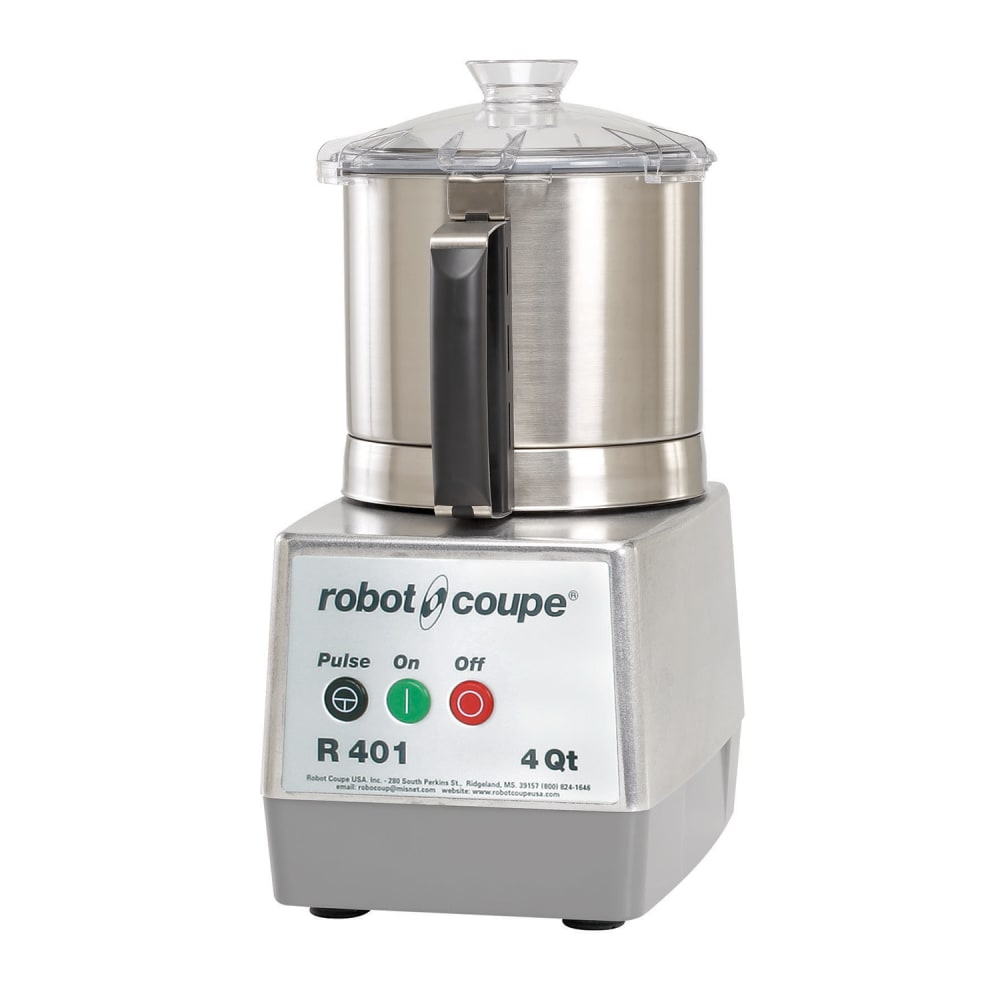 Robot Coupe R401B Cutter Mixer w/ 4 1/2 qt Stainless Bowl, Smooth Edge S Blade & 1 Speed