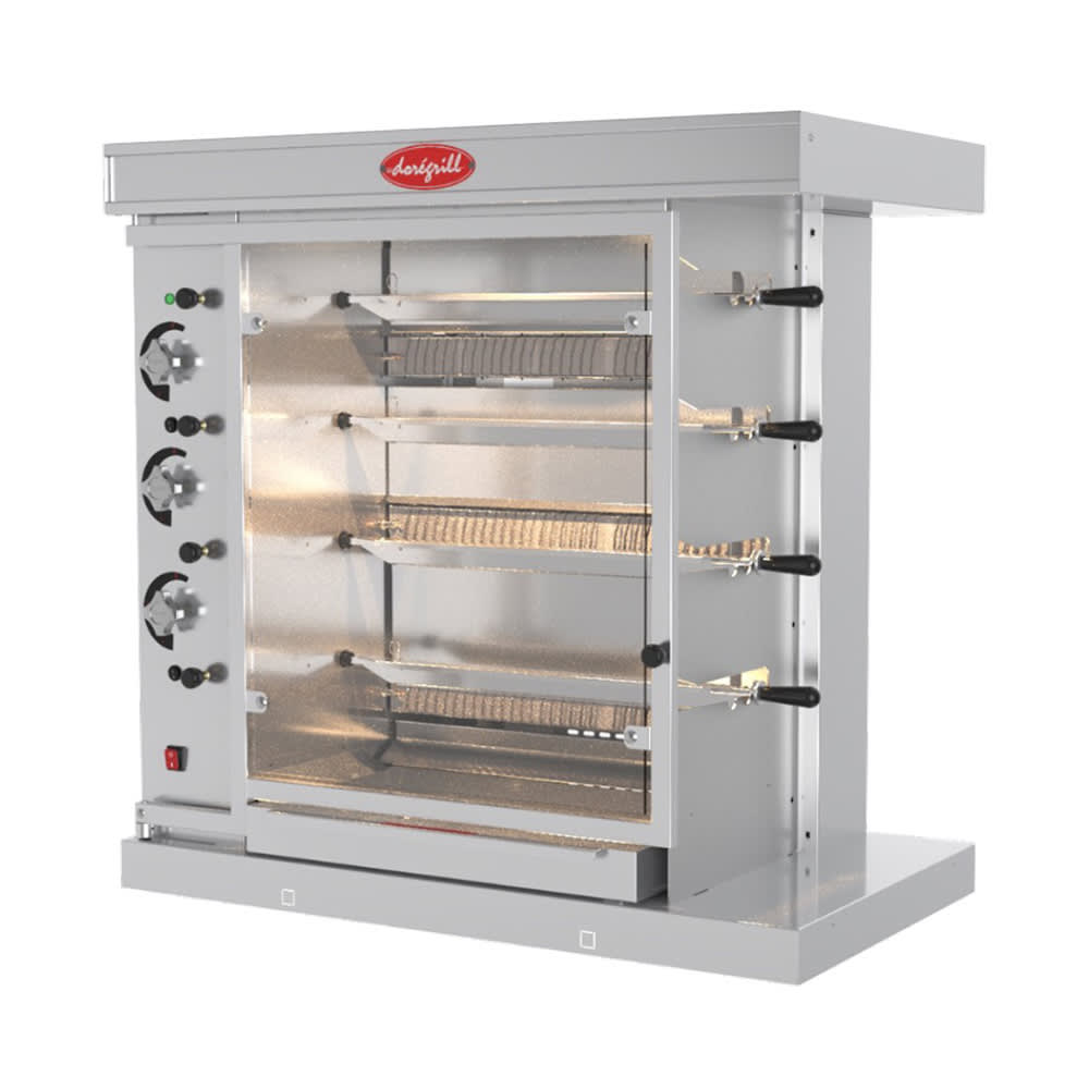 Doregrill INOX Series Gas 4 Spit Rotisserie w/ 16 Bird Capacity, Convertible (MAG INOX 40/4)