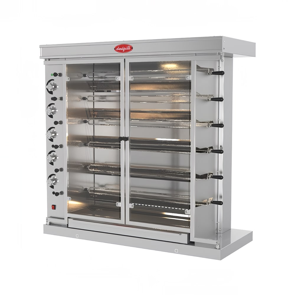 Doregrill INOX Series Gas 6 Spit Rotisserie w/ 36 Bird Capacity, Convertible (MAG INOX 58/6)