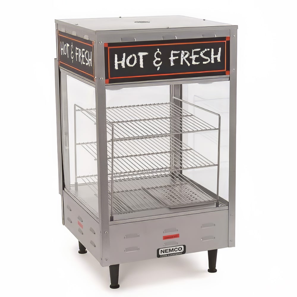 Nemco 6454-2 18 1/2" Self Service Countertop Heated Display Case - (3) Shelves, 120v