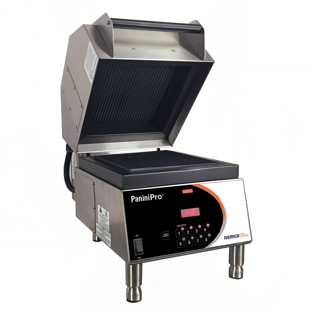 Nemco 6900-240-GG Single Commercial Panini Press w/ Aluminum Grooved Plates, 240v/1ph