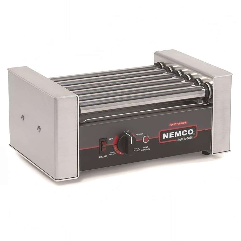 Nemco 8010-220 10 Hot Dog Roller Grill w/ Manual Controls - Flat Top, 220v