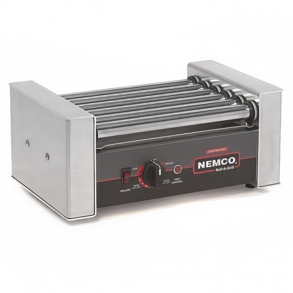 Nemco 8010SX 10 Hot Dog Roller Grill w/ Manual Controls - Flat Top, 120v
