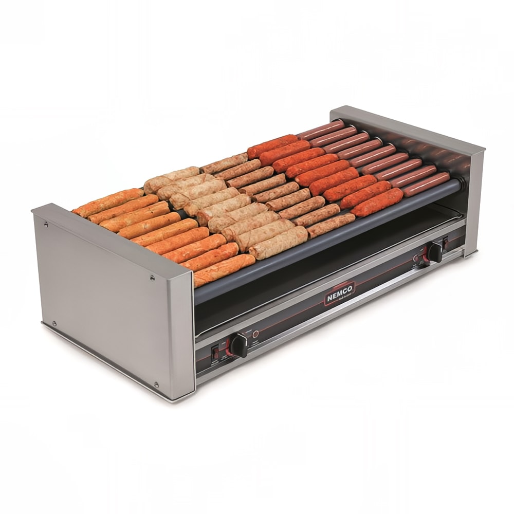 Nemco 8045SXW-SLT-220 45 Hot Dog Roller Grill w/ Manual Controls - Slanted Top, 220v