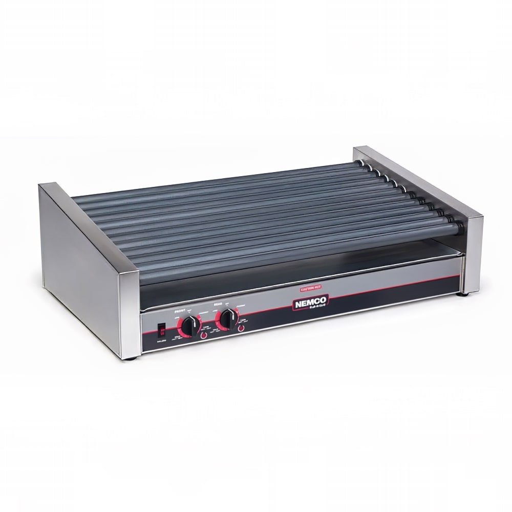 Nemco 8055SX-SLT 55 Hot Dog Roller Grill w/ Manual Controls - Slanted Top, 120v