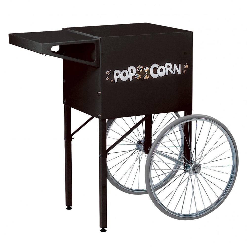 Global Solutions Cart w/ Storage Compartment for 8 oz Popcorn Machine - 20" Wheels, Black (GS1508-C)