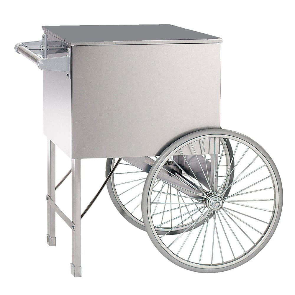 Global Solutions Cart w/ Storage Compartment for 16 oz Popcorn Machine - 20" Wheels, Stainless (GS1516-C)