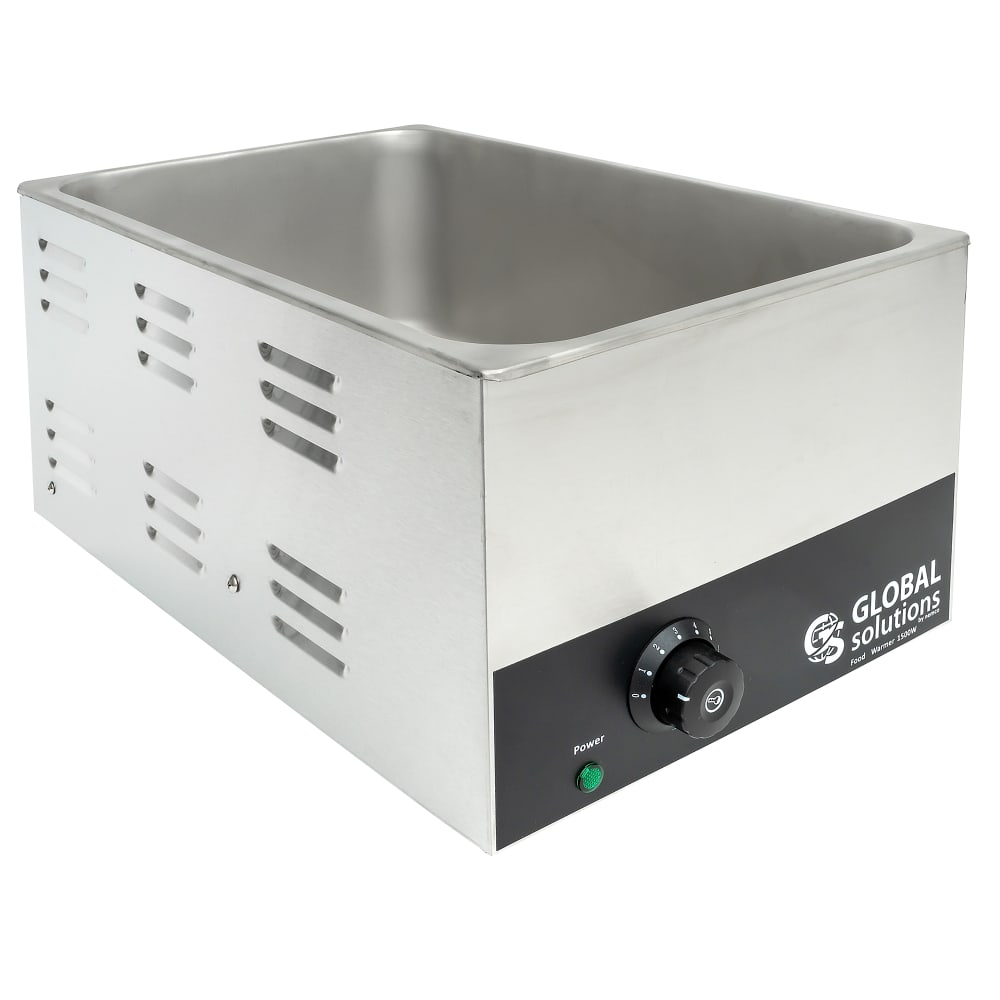 Global Solutions Countertop Food Warmer - Wet or Dry w/ (1) Full Size Pan Well, 120v (GS1665)