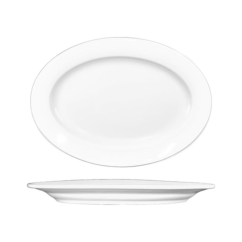 ITI 12 1/2" x 9" Oval Bristol™ Platter - Porcelain, Bright White (BL-14)