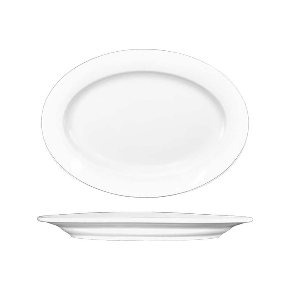 ITI 9 1/4" x 6 3/4" Oval Bristol™ Platter - Porcelain, Bright White (BL-34)