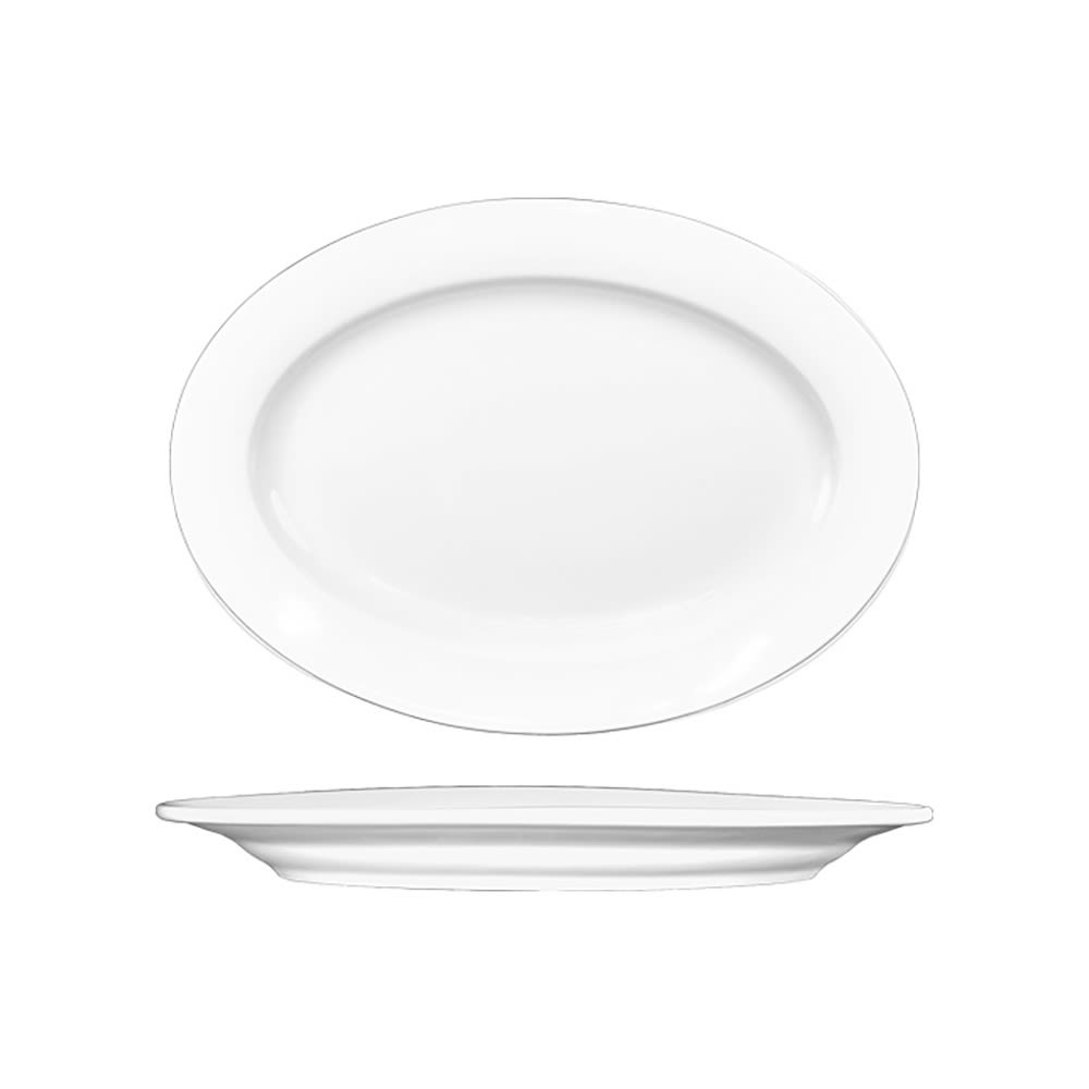 ITI 13 1/2" x 9 3/4" Oval Bristol™ Platter - Porcelain, Bright White (BL-41)