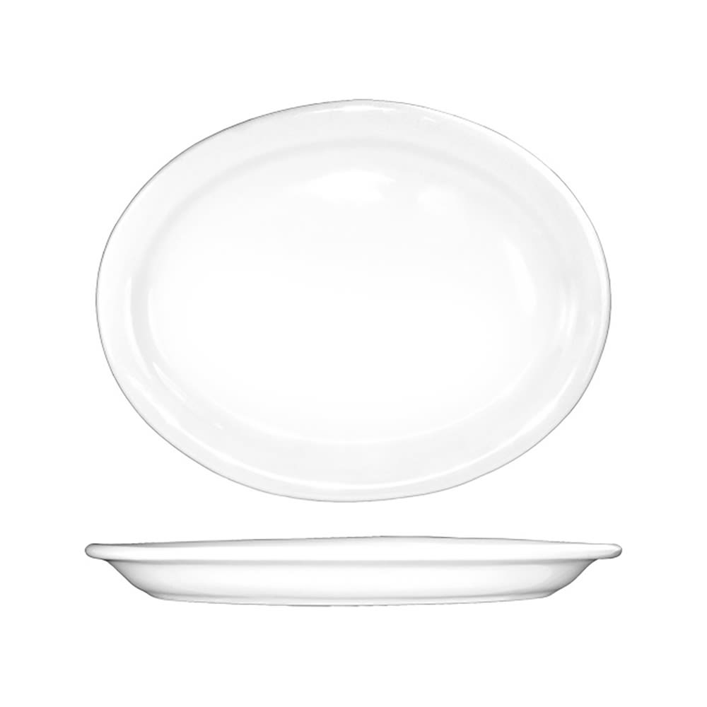 ITI 9 3/4" x 7 5/8" Oval Brighton™ Platter - Porcelain, European White (BR-12)