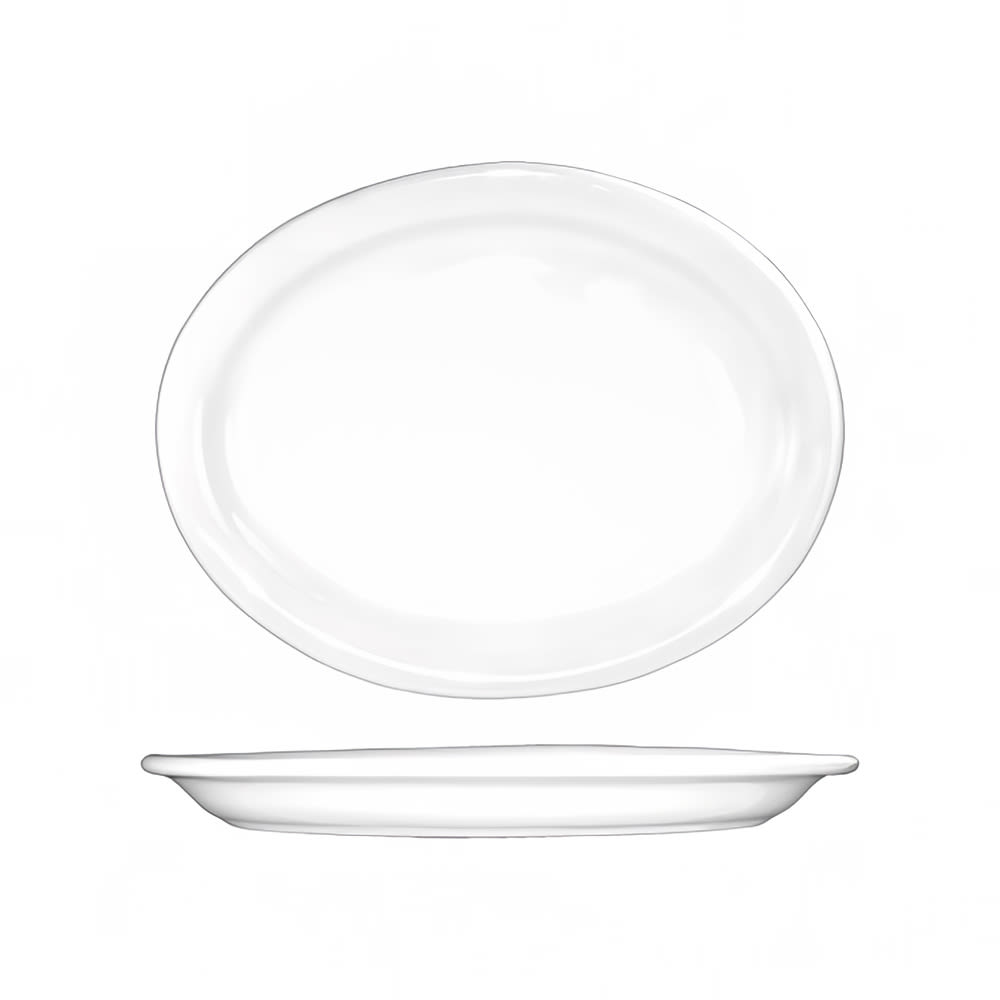 ITI 13 1/4" x 10" Oval Brighton™ Platter - Porcelain, European White (BR-14)