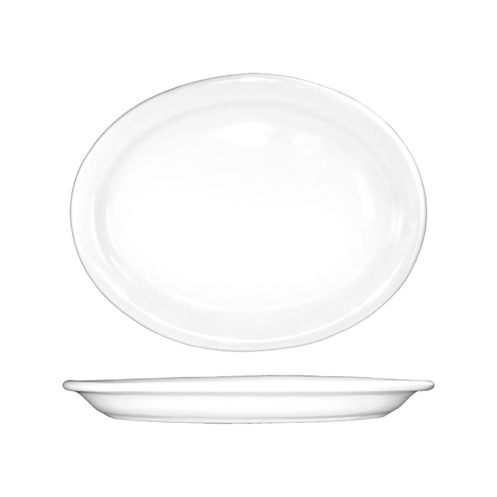 ITI 15 1/2" x 11 3/4" Oval Brighton™ Platter - Porcelain, European White (BR-51)
