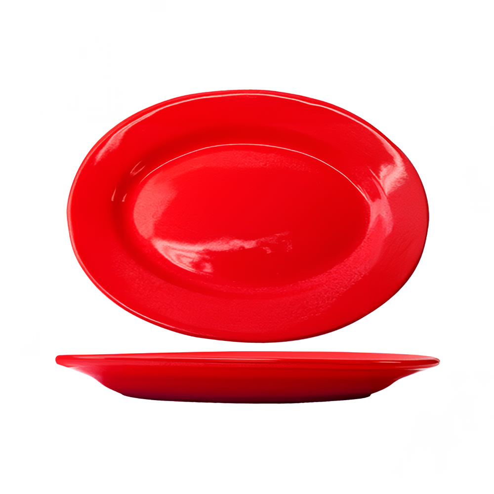 ITI 10 3/8" x 7 1/4" Oval Cancun™ Platter - Ceramic, Crimson Red (CA-12-CR)