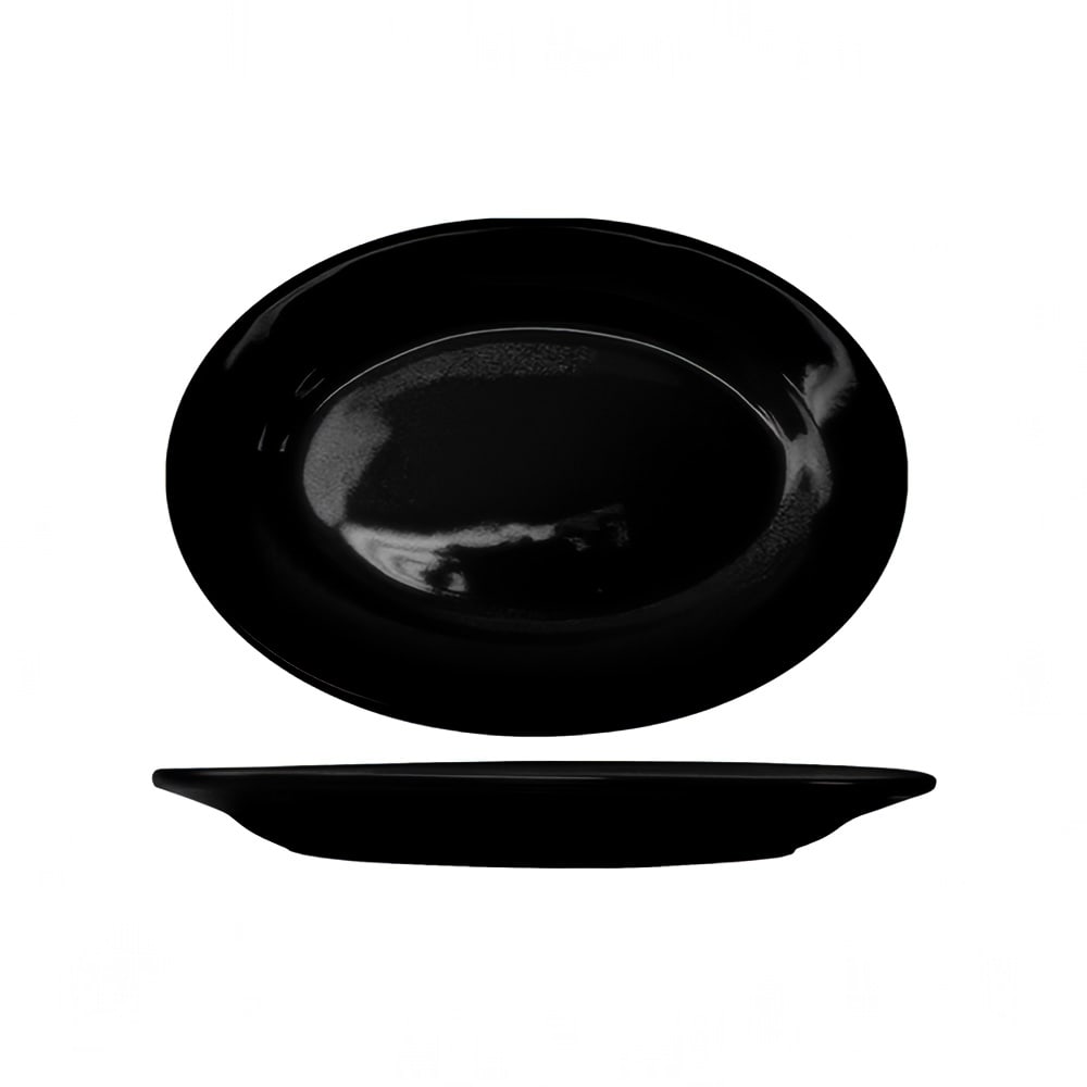 ITI 11 1/2" x 8 1/4" Oval Cancun™ Platter - Ceramic, Black (CA-13-B)