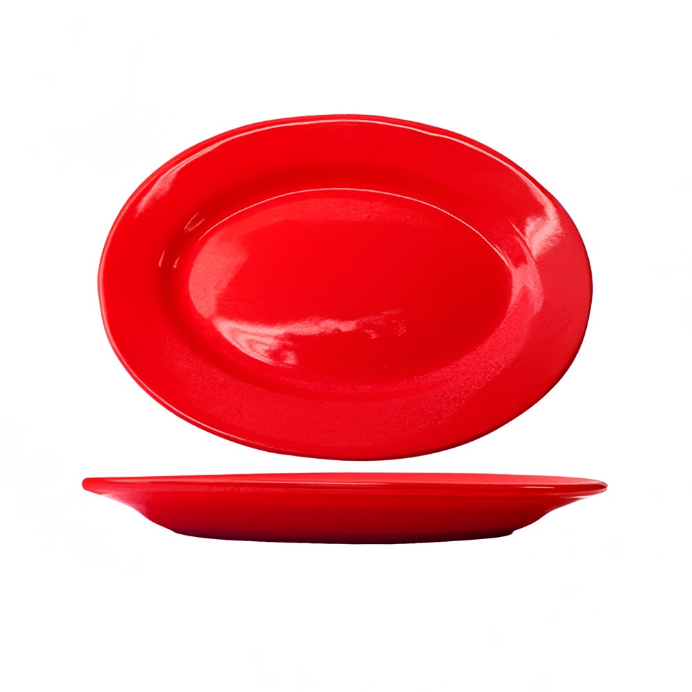 ITI 11 1/2" x 8 1/4" Oval Cancun™ Platter - Ceramic, Crimson Red (CA-13-CR)