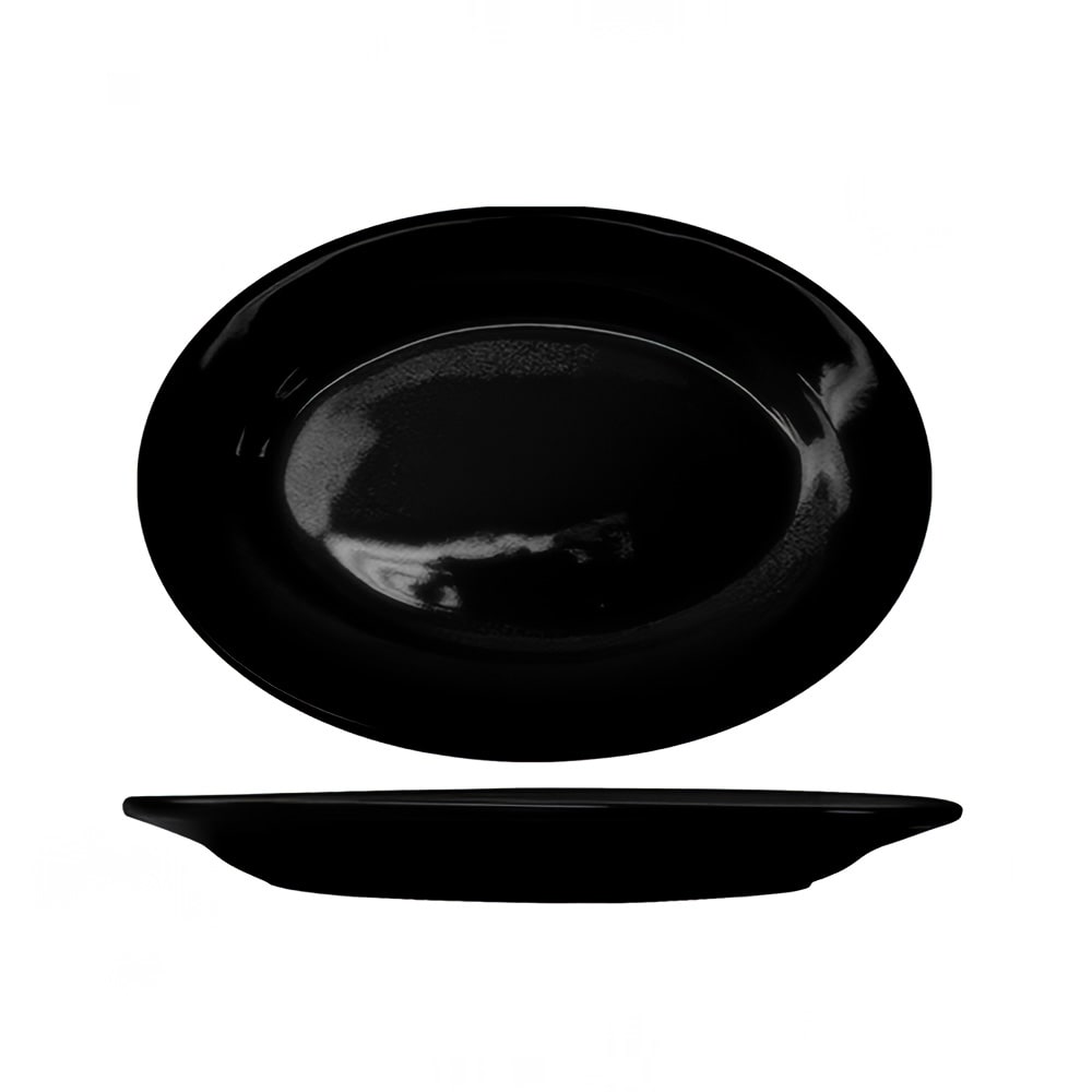 ITI 12 1/2" x 9" Oval Cancun™ Platter - Ceramic, Black (CA-14-B)