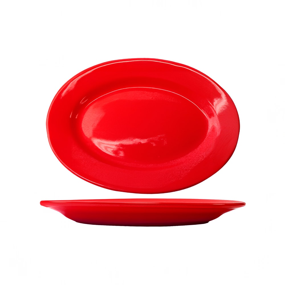 ITI 12 1/2" x 9" Oval Cancun™ Platter - Ceramic, Crimson Red (CA-14-CR)