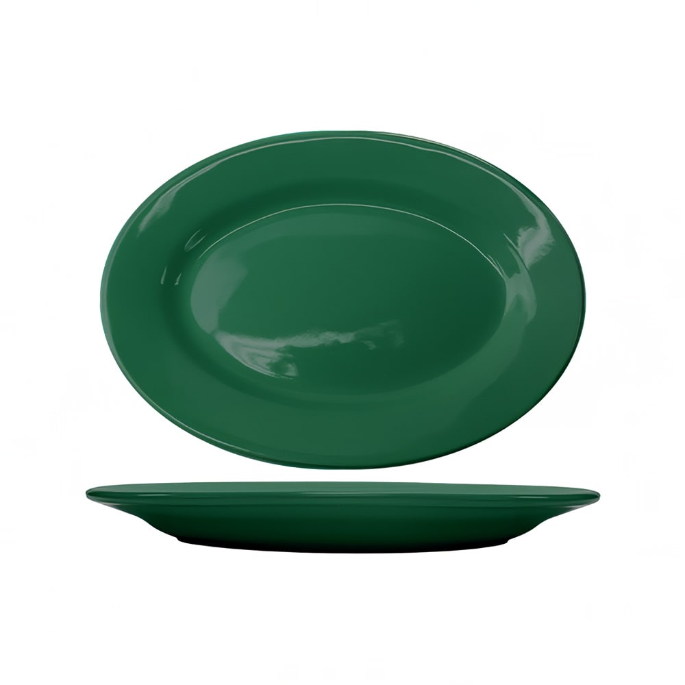 ITI 12 1/2" x 9" Oval Cancun™ Platter - Ceramic, Green (CA-14-G)