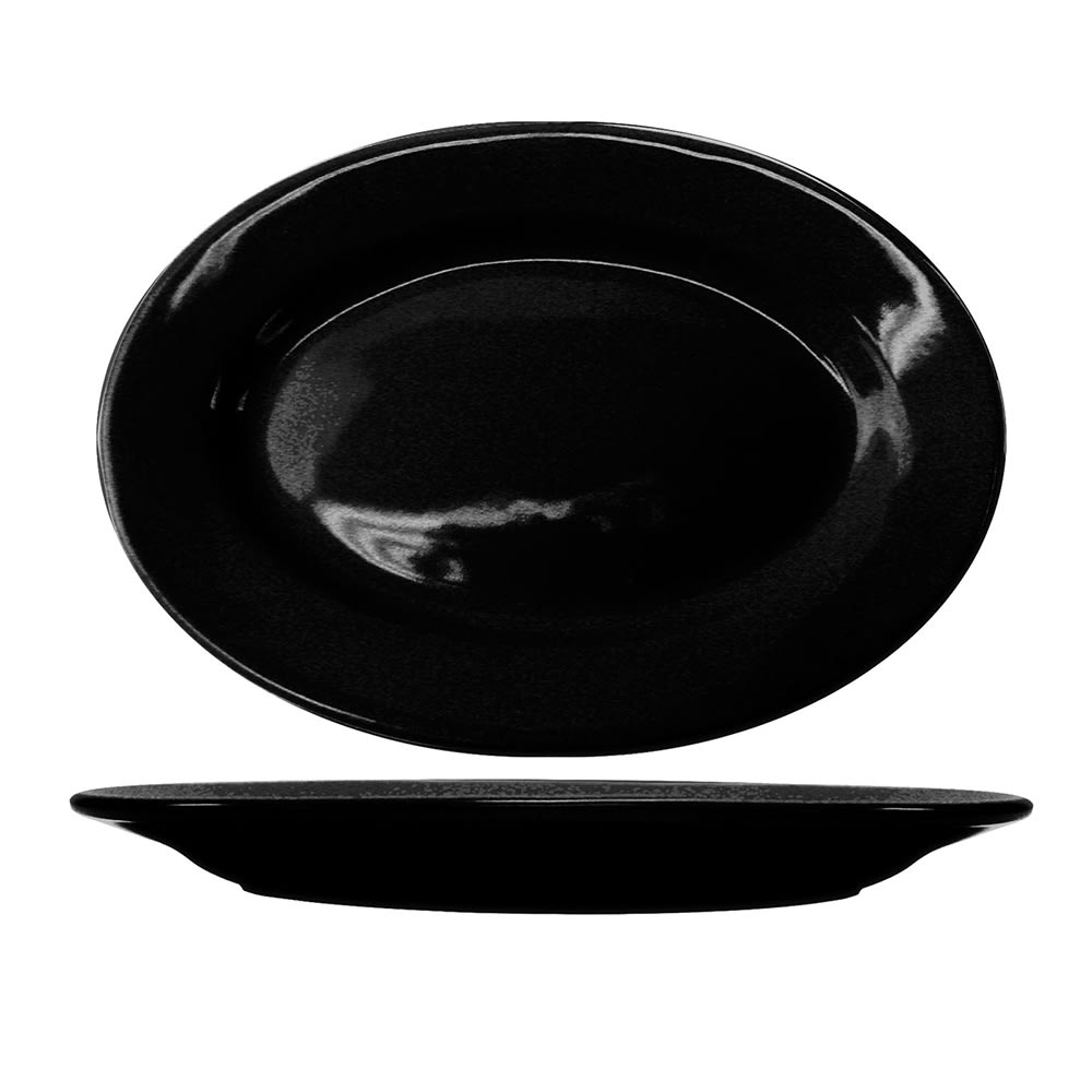 ITI 15 1/2" x 10 1/2" Oval Cancun™ Platter - Ceramic, Black (CA-51-B)