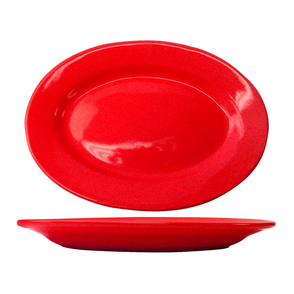 ITI 15 1/2" x 10 1/2" Oval Cancun™ Platter - Ceramic, Crimson Red (CA-51-CR)