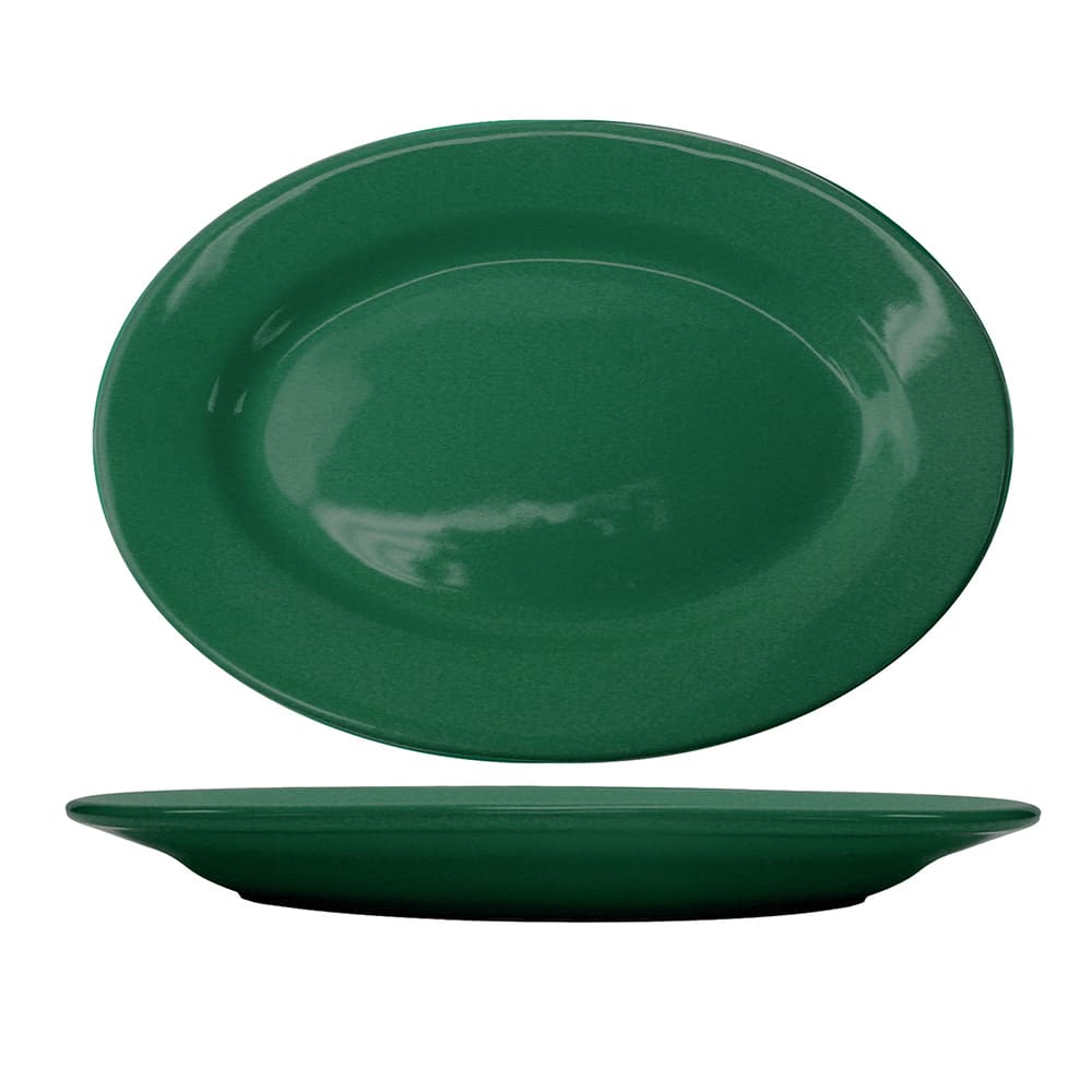 ITI 15 1/2" x 10 1/2" Oval Cancun™ Platter - Ceramic, Green (CA-51-G)