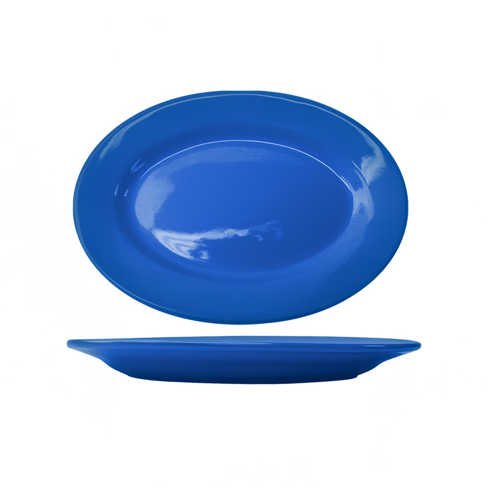 ITI 15 1/2" x 10 1/2" Oval Cancun™ Platter - Ceramic, Light Blue (CA-51-LB)
