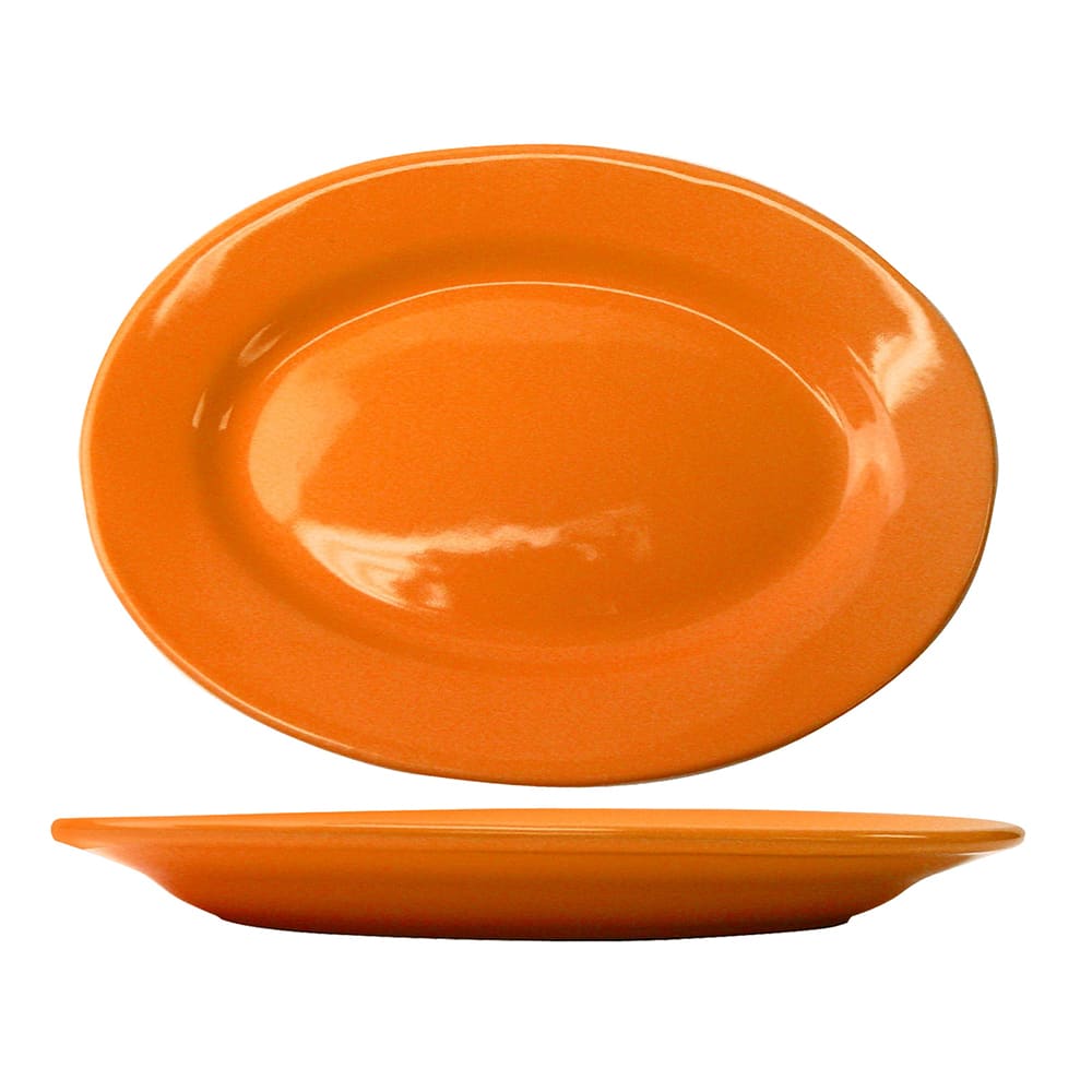 ITI 15 1/2" x 10 1/2" Oval Cancun™ Platter - Ceramic, Orange (CA-51-O)