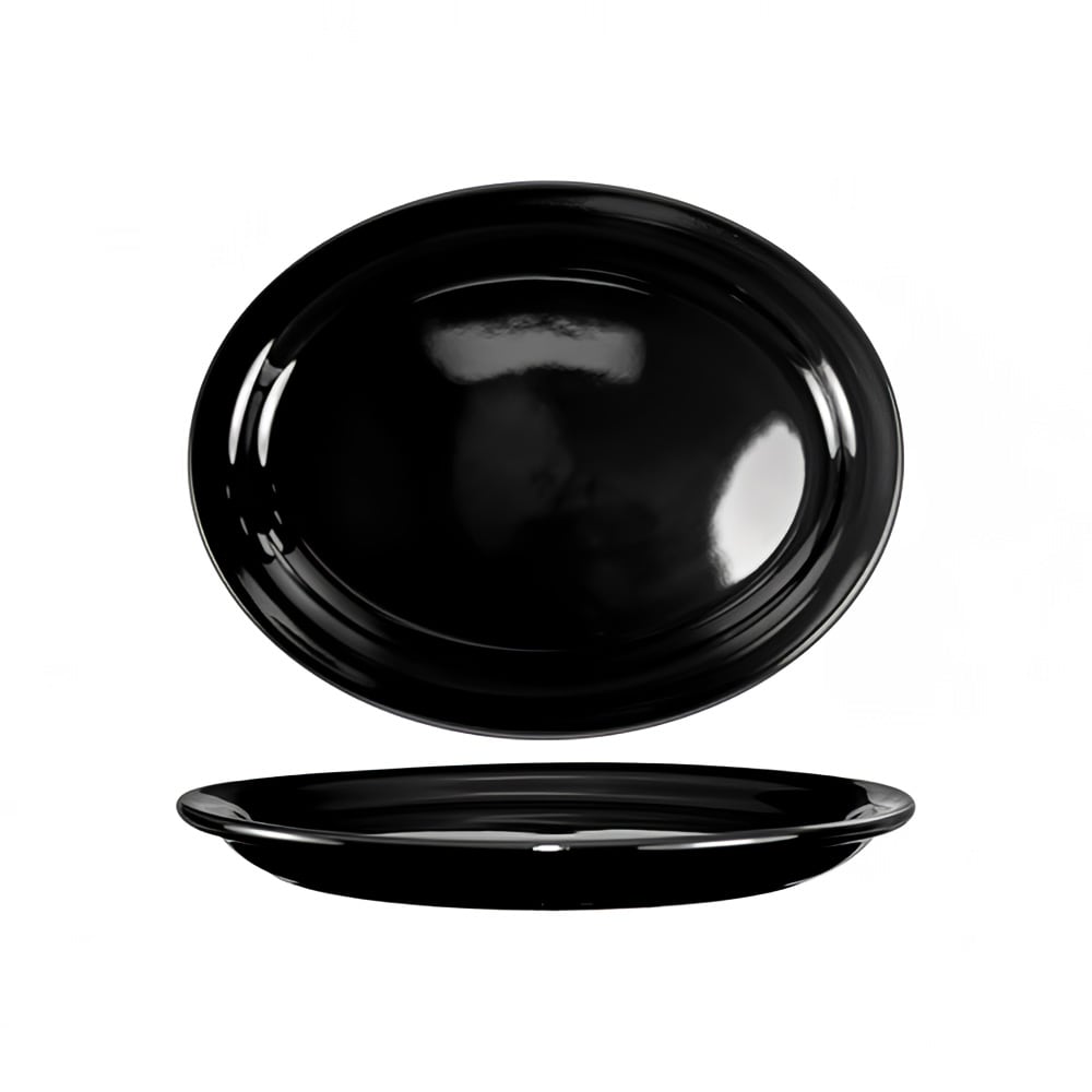 ITI 9 3/4" x 7 1/2" Oval Cancun™ Platter - Ceramic, Black (CAN-12-B)