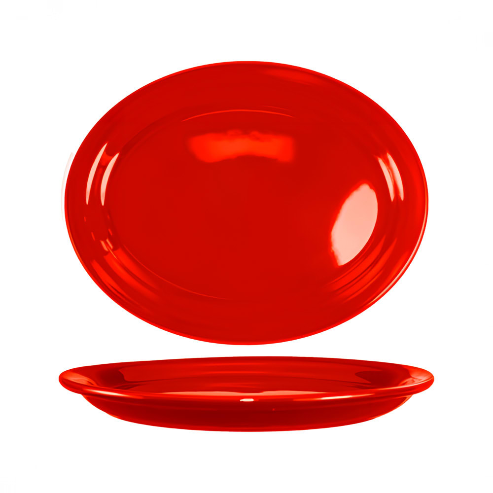 ITI 9 3/4" x 7 1/2" Oval Cancun™ Platter - Ceramic, Crimson Red (CAN-12-CR)