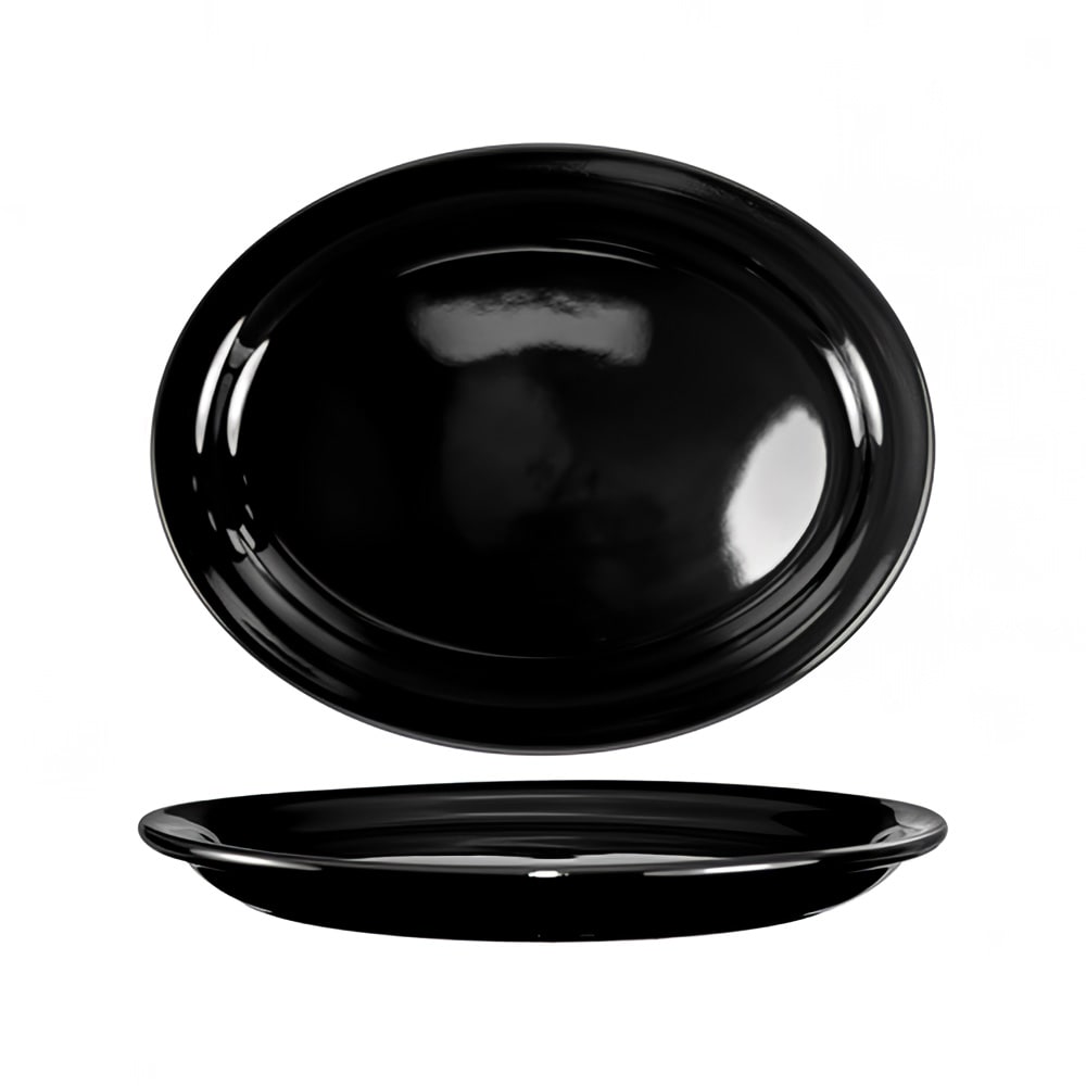 ITI 11 1/2" x 9 1/4" Oval Cancun™ Platter - Ceramic, Black (CAN-13-B)