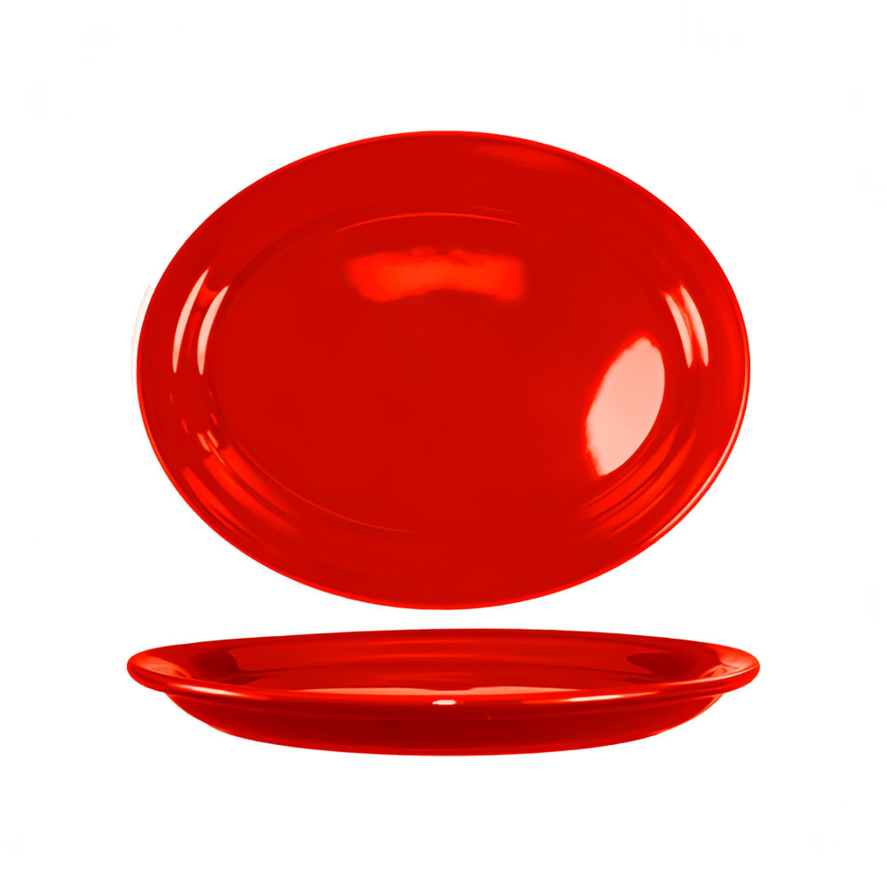 ITI 11 1/2" x 9 1/4" Oval Cancun™ Platter - Ceramic, Crimson Red (CAN-13-CR)