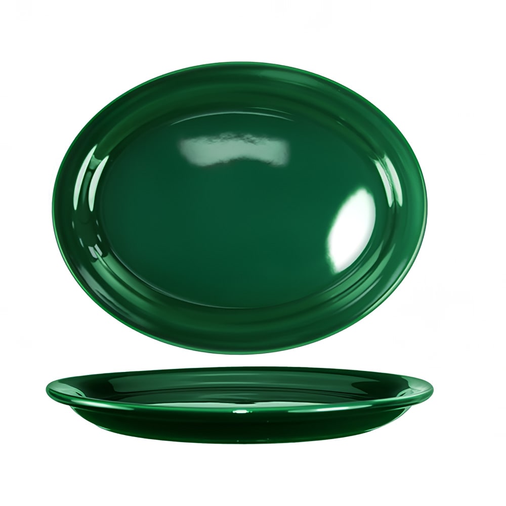 ITI 11 1/2" x 9 1/4" Oval Cancun™ Platter - Ceramic, Green (CAN-13-G)