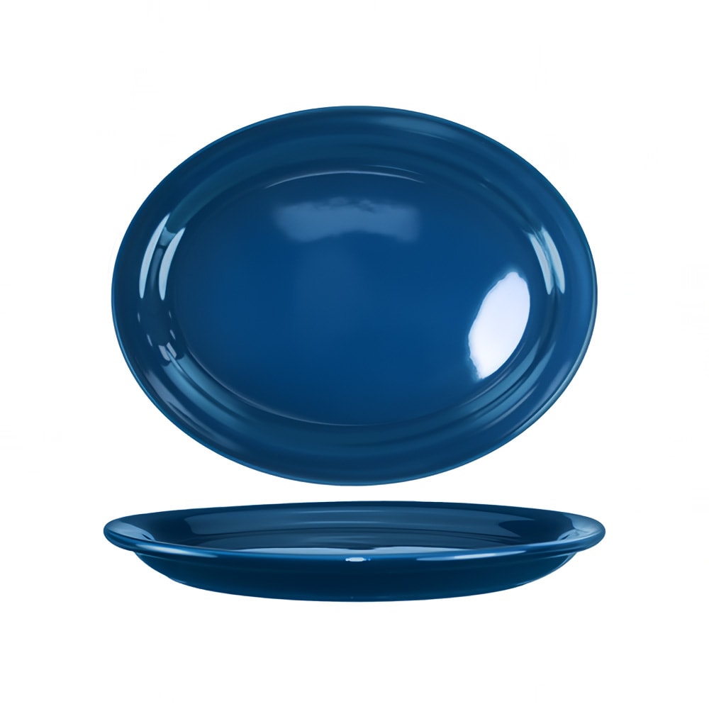 ITI 11 1/2" x 9 1/4" Oval Cancun™ Platter - Ceramic, Light Blue (CAN-13-LB)