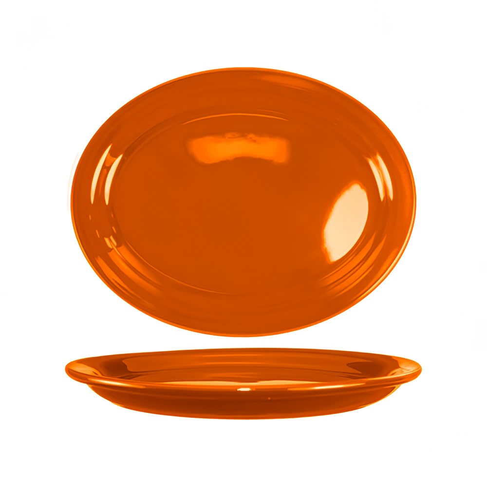 ITI 11 1/2" x 9 1/4" Oval Cancun™ Platter - Ceramic, Orange (CAN-13-O)