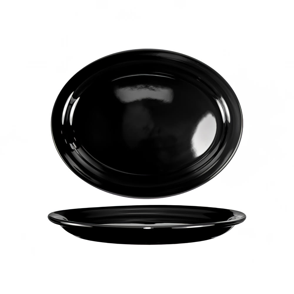 ITI 13 1/4" x 10 3/8" Oval Cancun™ Platter - Ceramic, Black (CAN-14-B)