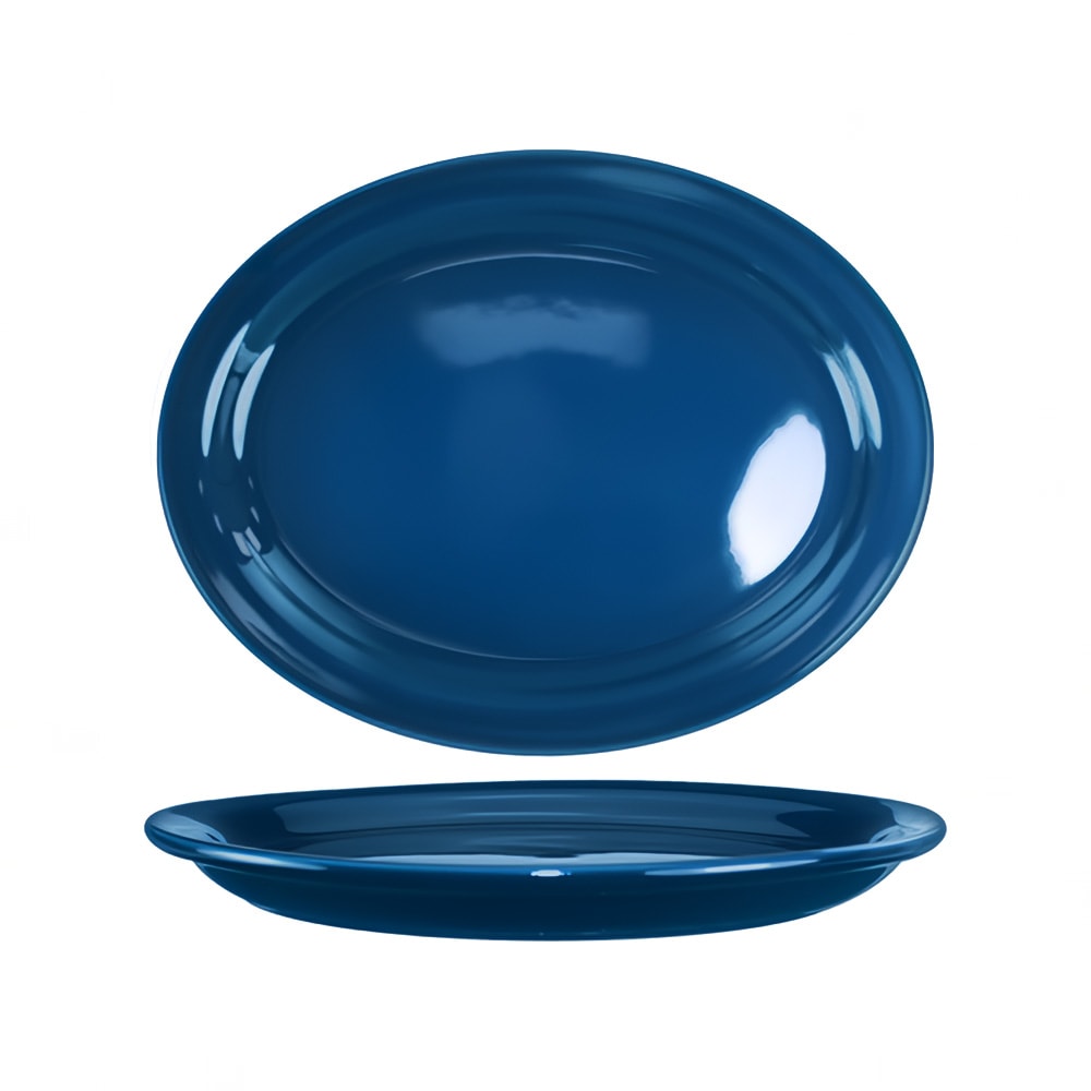 ITI 13 1/4" x 10 3/8" Oval Cancun™ Platter - Ceramic, Light Blue (CAN-14-LB)
