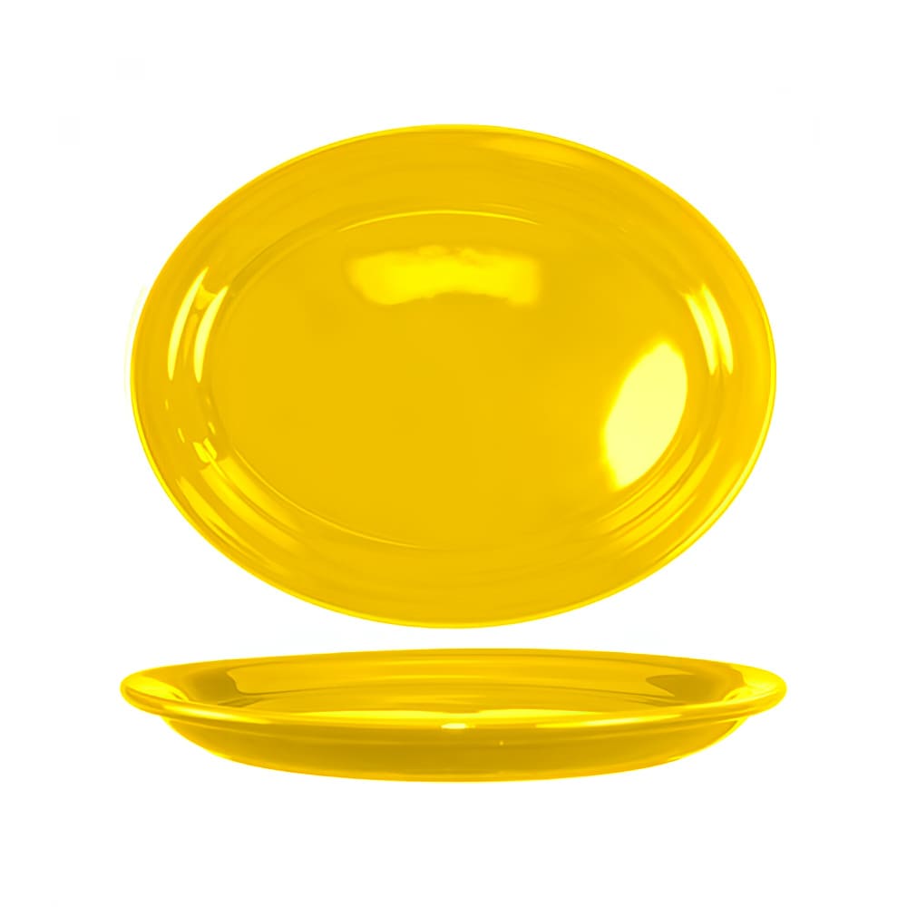 ITI 13 1/4" x 10 3/8" Oval Cancun™ Platter - Ceramic, Yellow (CAN-14-Y)