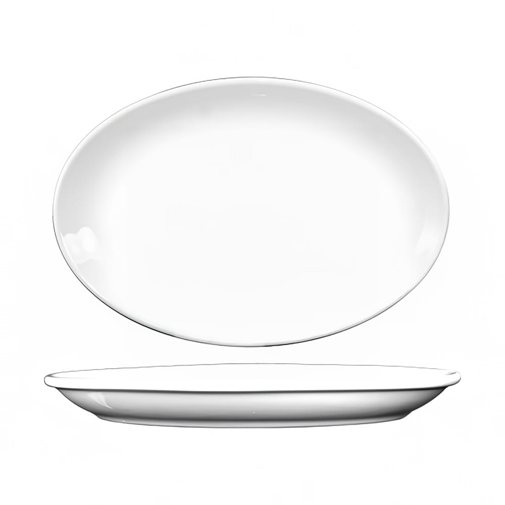ITI 10 1/4" x 8" Oval Torino™ Platter - Porcelain, European White (TN-12/DO-12)
