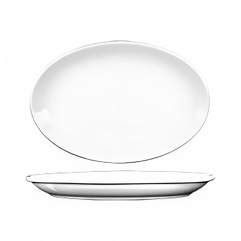 ITI 13 1/4" x 9 7/8" Oval Torino™ Platter - Porcelain, European White (TN-14/DO-14)