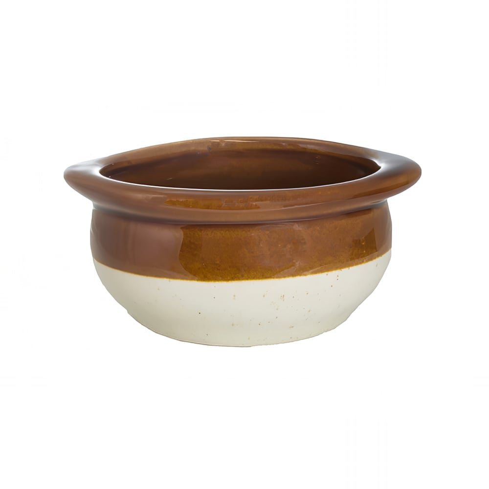 ITI 10 oz Soup Crock - Ceramic, American White/Caramel (OSC-155-TT)