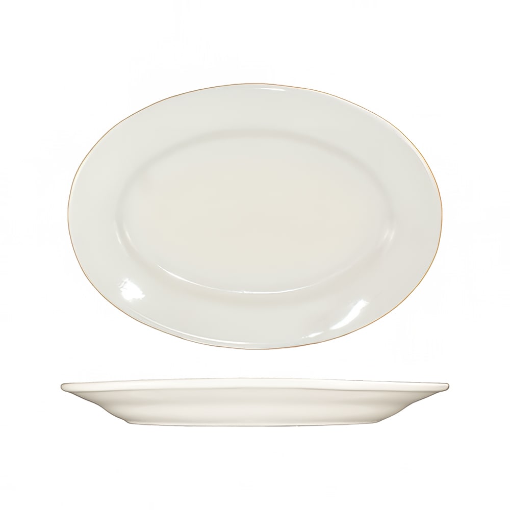 ITI 11 1/2" x 8 1/4" Oval Roma™ Platter - Ceramic, American White (RO-13)