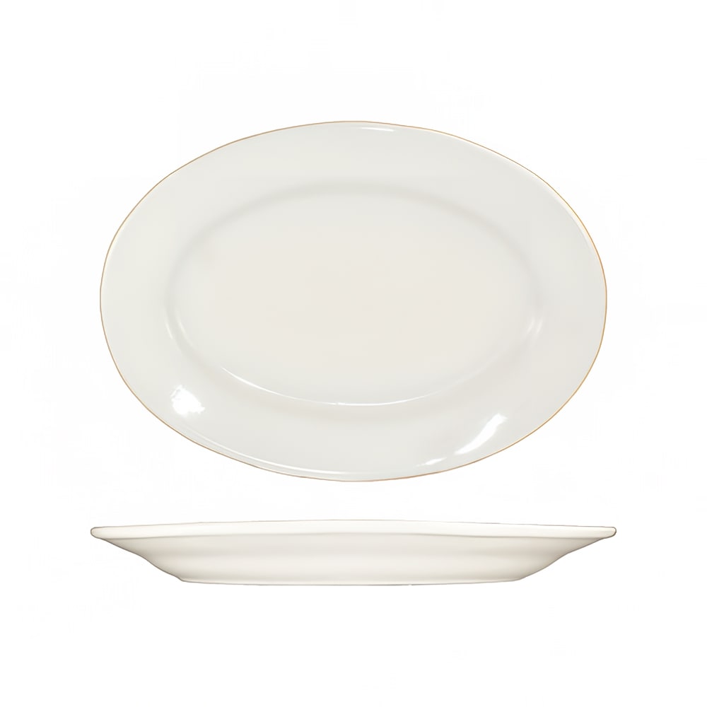 ITI 12 1/2" x 9" Oval Roma™ Platter - Ceramic, American White (RO-14)