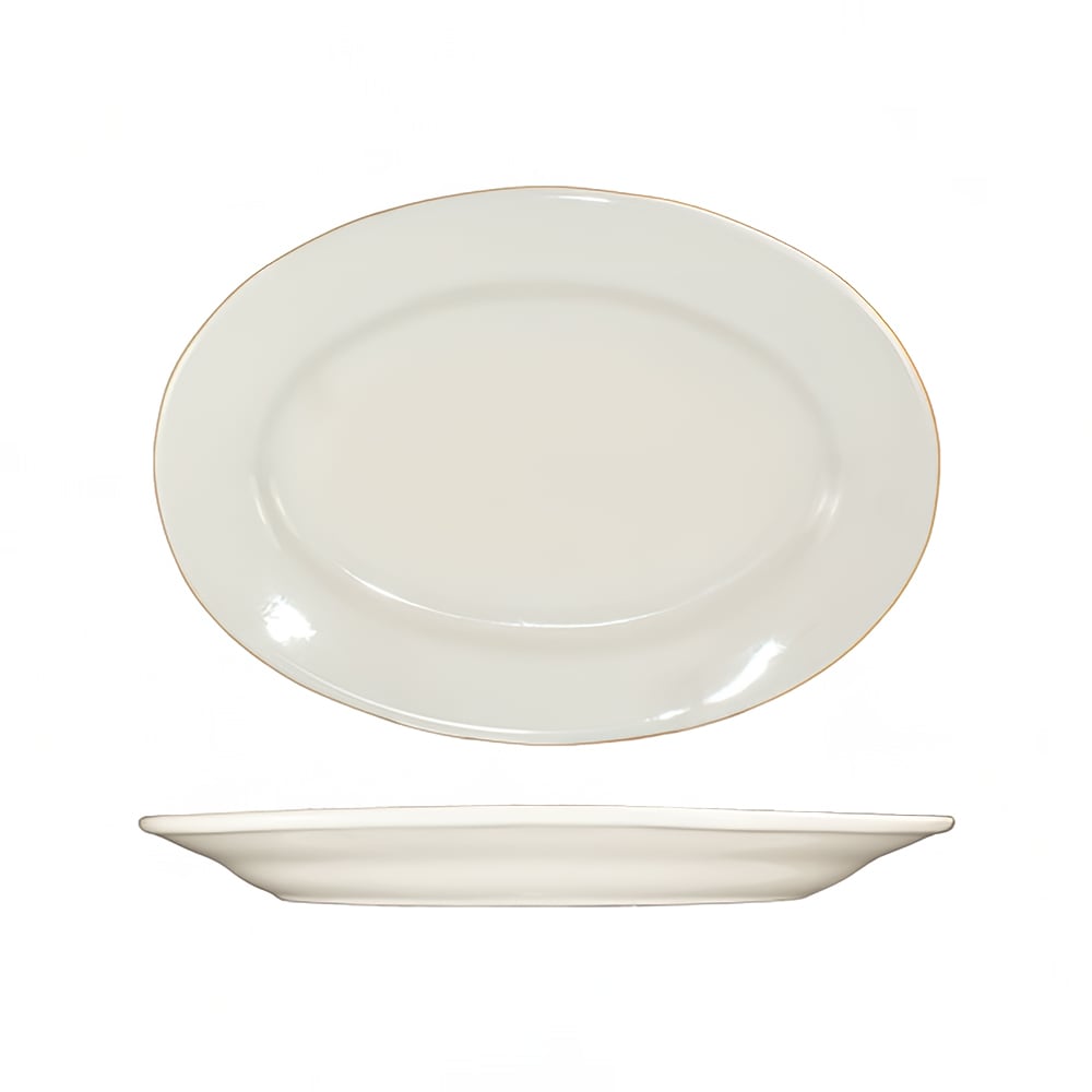 ITI 9 1/4" x 6 3/8" Oval Roma™ Platter - Ceramic, American White (RO-34)