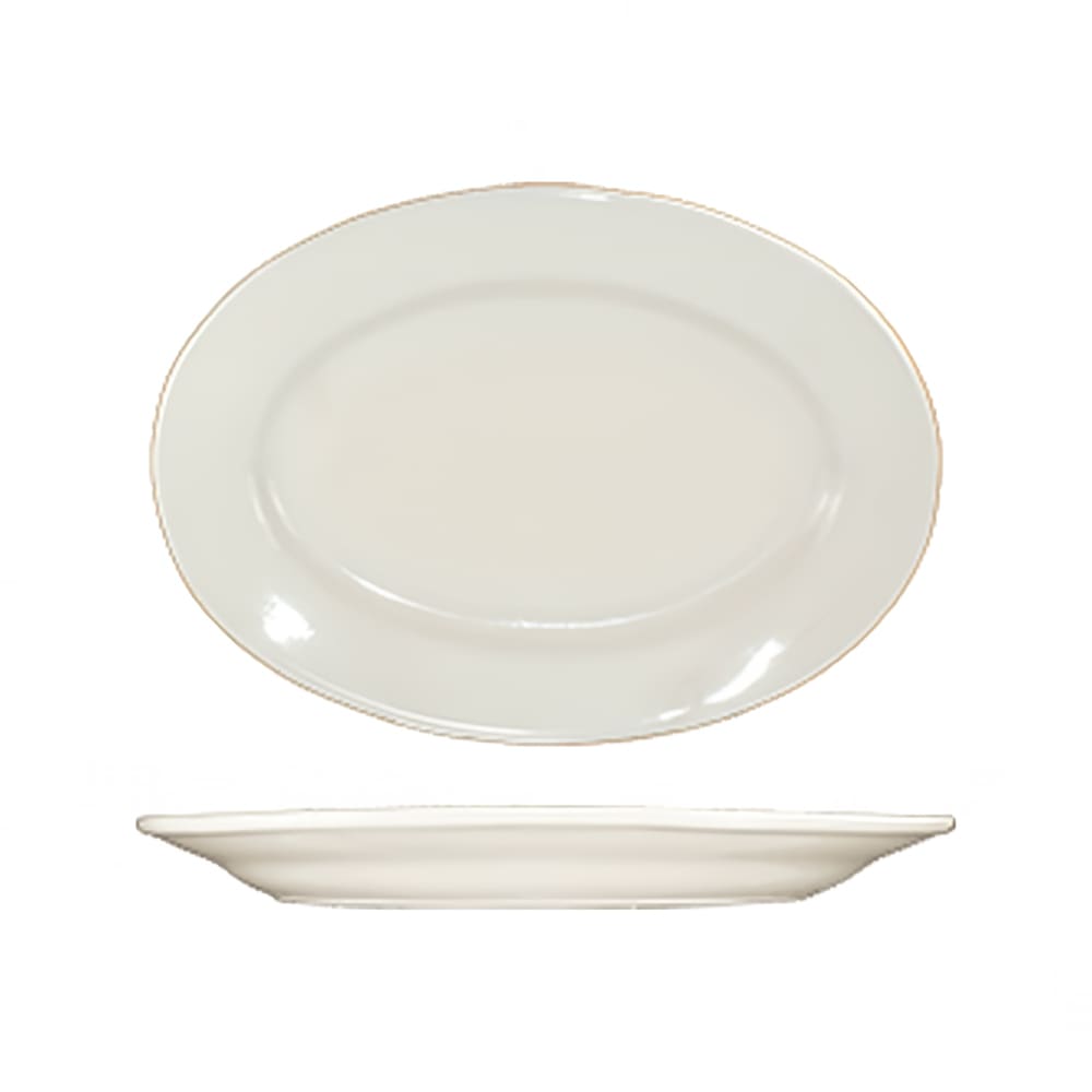 ITI 13 1/2" x 9 1/2" Oval Roma™ Platter - Ceramic, American White (RO-48)