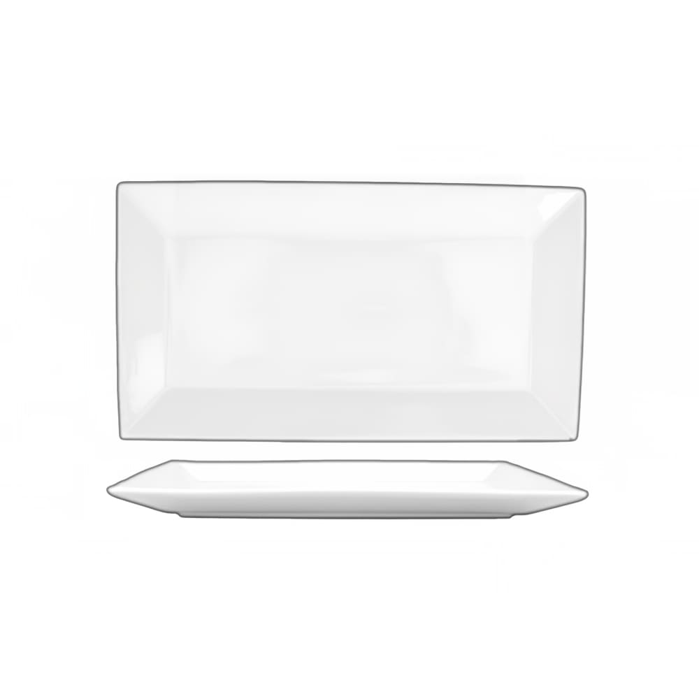 ITI 11 1/2" x 6 1/2" Rectangular Slope™ Platter - Porcelain, Bright White (SP-13)