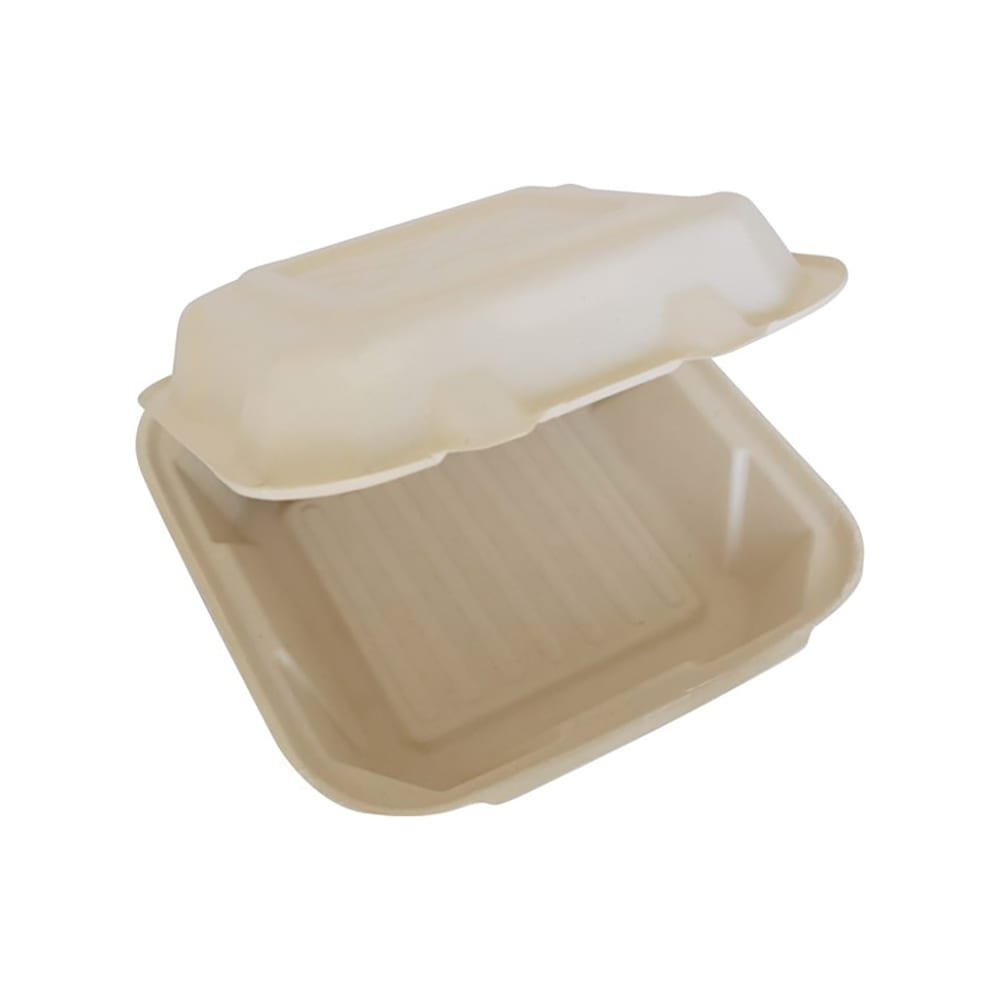 ITI Square Sugar Cane 1-Compartment Hinged Container - 8"x8"x3" (TG-B-88)