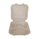 ITI Square Sugar Cane 3 Compartment Hinged Container - 8"x8"x3" (TG-B-883) thumbnail 2
