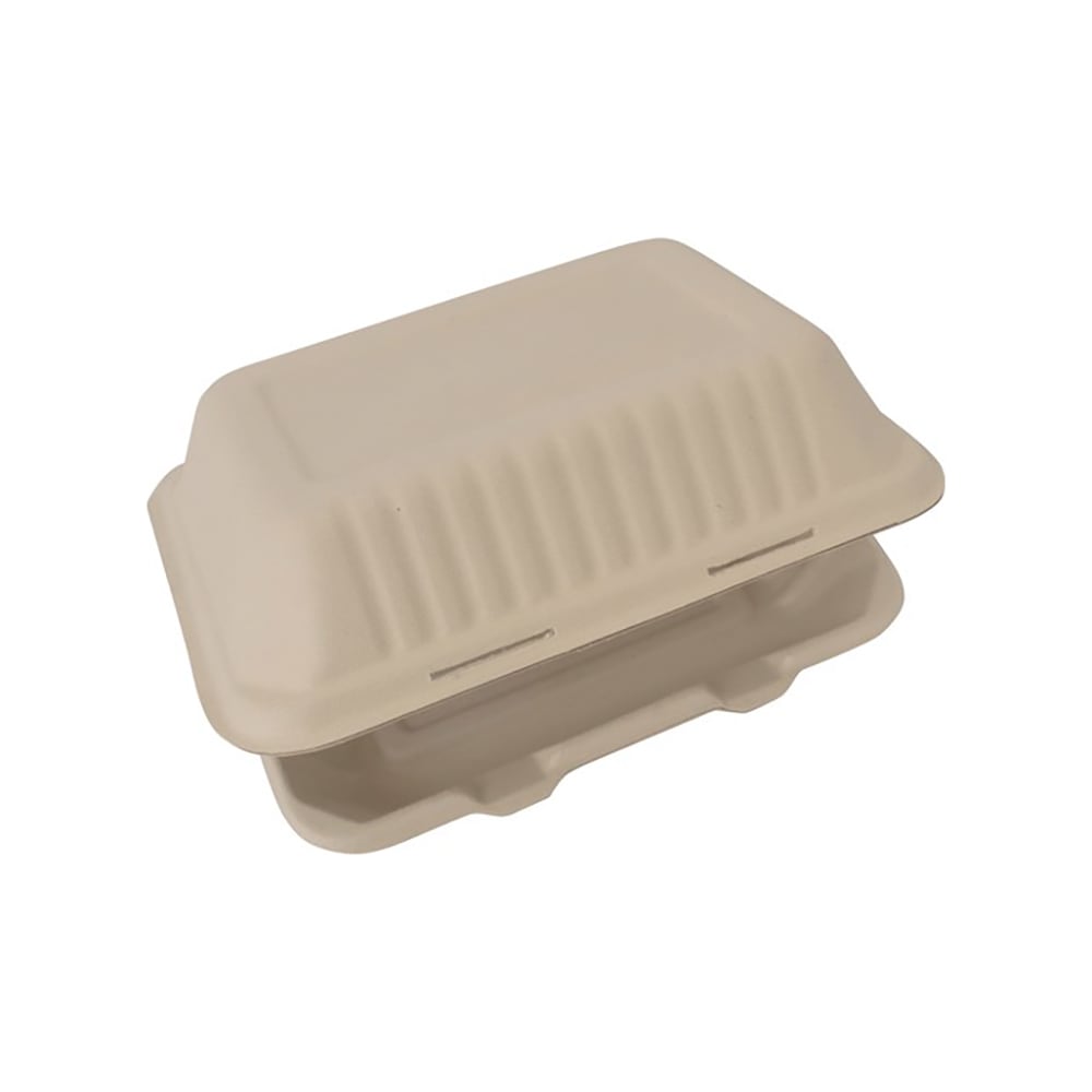 ITI Rectangular Sugar Cane 1 Compartment Hinged Container - 9"x6"x3" (TG-B-96)